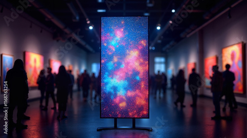 Vibrant Digital Artwork in Neon Colors Mesmerizes Gallery Visitors