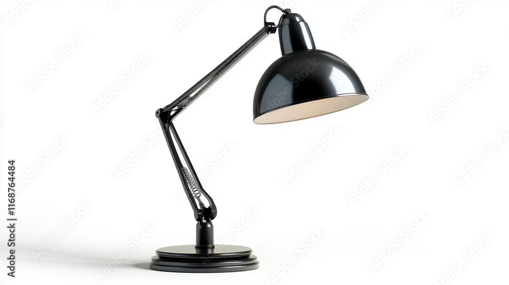 Sleek metal lamp with adjustable arm, isolated on white for flexible lighting Sleek metal lamp with adjustable arm, isolated on white for flexible lighting