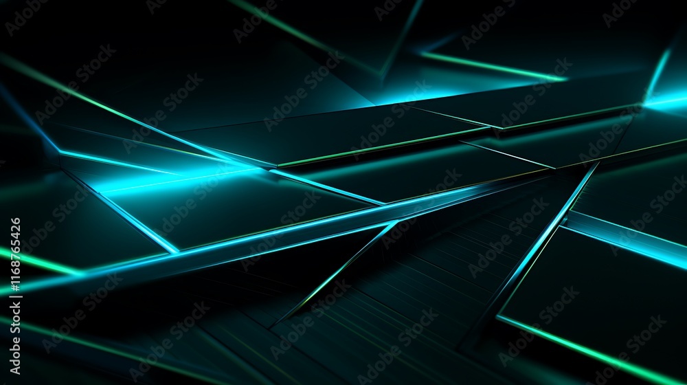 Abstract Dark Teal Geometric Design with Glowing Lines Abstract Dark Teal Geometric Design with Glowing Lines