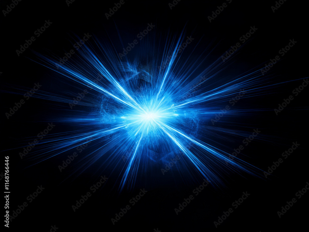 A vibrant blue energy burst explodes from a central point, radiating bright rays against a stark black background. The image evokes a sense of power and intense light. A vibrant blue energy burst explodes from a central point, radiating bright rays against a stark black background. The image evokes a sense of power and intense light.