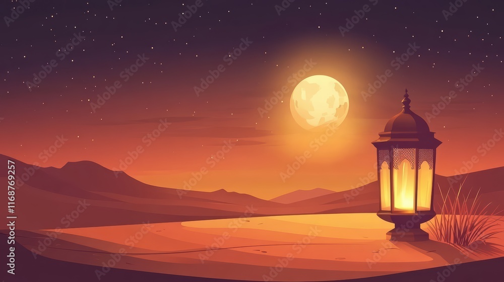 night in the desert with lantern, for ramadan background greeting card. night in the desert with lantern, for ramadan background greeting card.