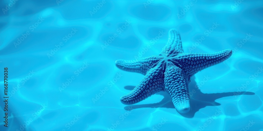 Serene Blue Starfish on a Calm Aquatic Surface Serene Blue Starfish on a Calm Aquatic Surface