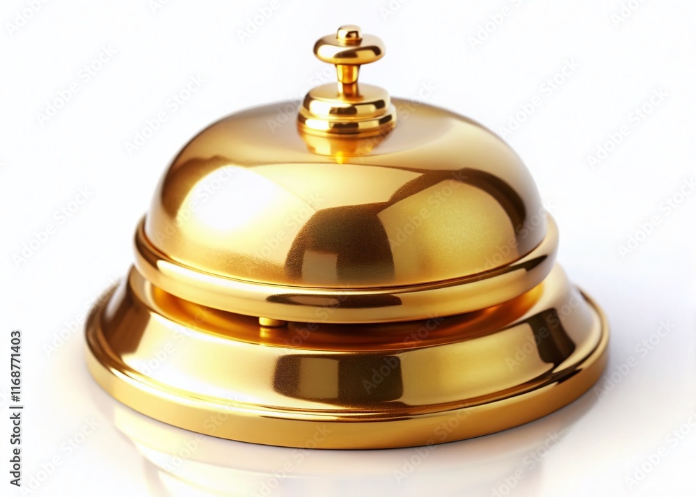 Gold Hotel Service Bell Top View - Tilt-Shift Miniature Stock Photo Gold Hotel Service Bell Top View - Tilt-Shift Miniature Stock Photo