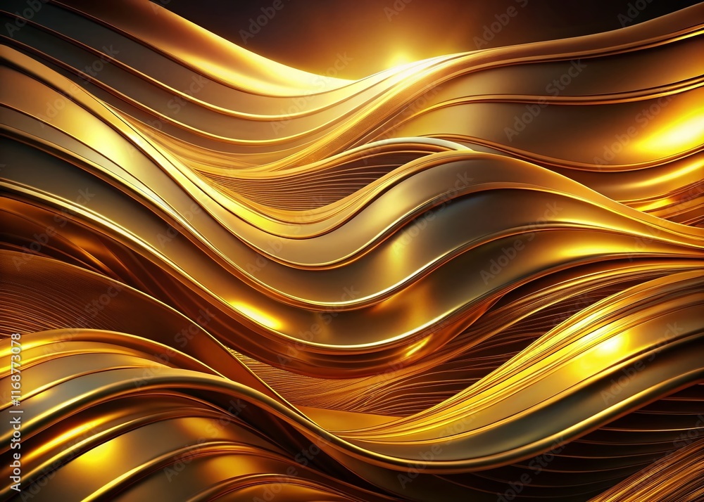 Golden Gradient Wave Abstract: Luxury Surreal Art Background Golden Gradient Wave Abstract: Luxury Surreal Art Background