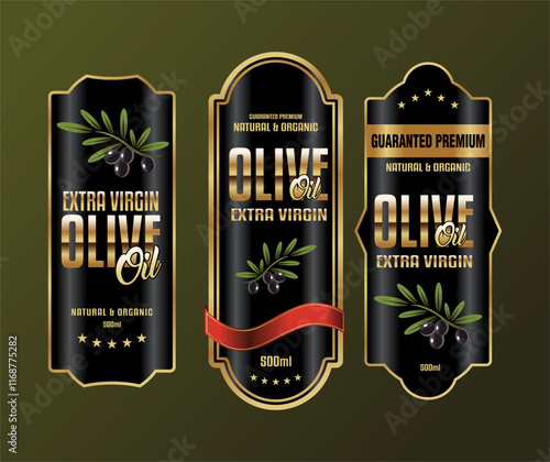 olive oil black labels banner sticker vintage golden