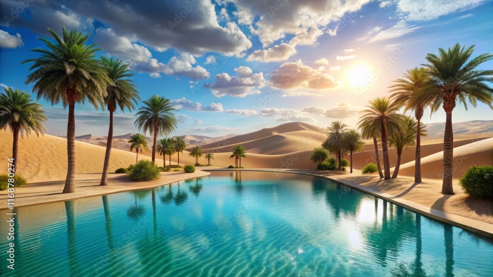Luxury Desert Oasis Pool Escape: Sparkling Water, Sand Dunes, Relaxation Luxury Desert Oasis Pool Escape: Sparkling Water, Sand Dunes, Relaxation