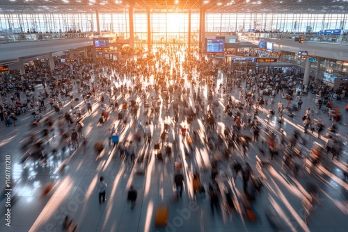 Wallpaper Mural An airport hall, captured in a wide-angle view. Generative AI Torontodigital.ca