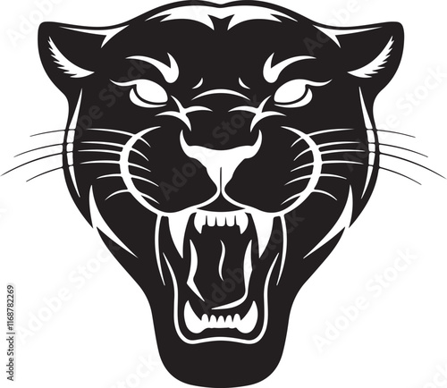 Angry panther face silhouette vector design 