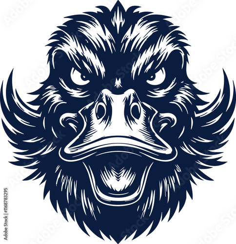 Aggressive Duck Face Design Featuring Sharp Beak and Fierce Eyes
