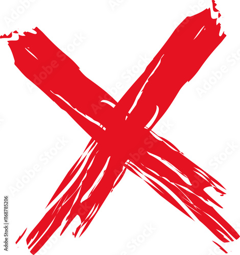 Grunge letter X. X icon. Red cross mark sign vector illustration. Sketch sign isolated on white background. Hand drawn calligraphy. Drawing vote symbol. X shape graphic texture.