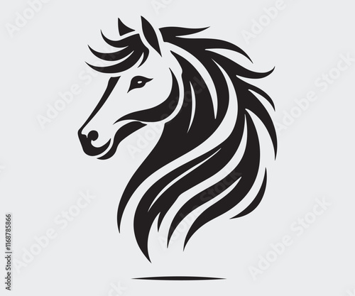 silhouette of a horse's head in black and white