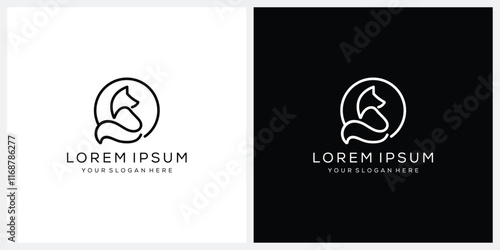 simple fox wolf line logo design vector icon