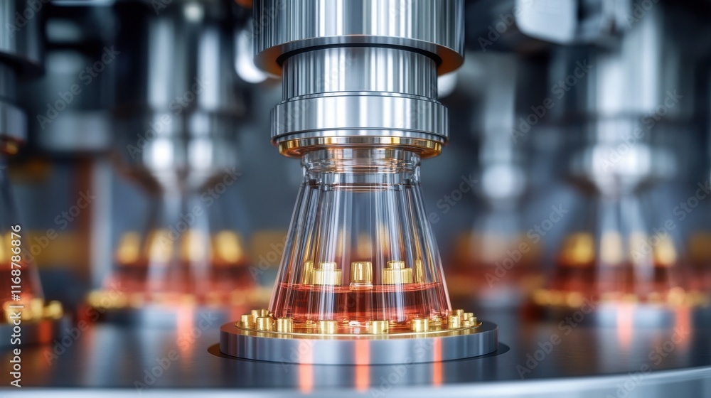 Pharmaceutical manufacturing process filling vials with liquid medicine Pharmaceutical manufacturing process filling vials with liquid medicine