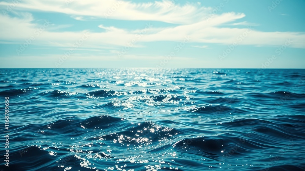 Obraz premium Ocean Surface with Gentle Waves Under a Bright Sky