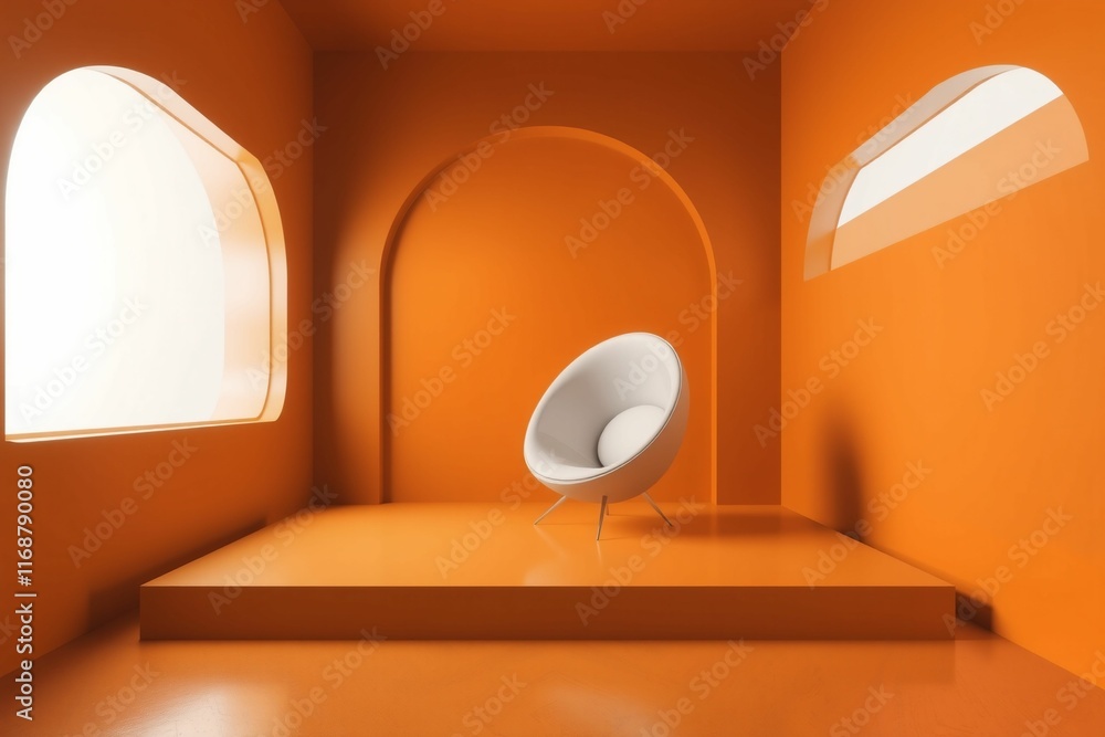 Modern Monochromatic Orange Interior with Arched Design.generative AI
Modern Monochromatic Orange Interior with Arched Design.generative AI