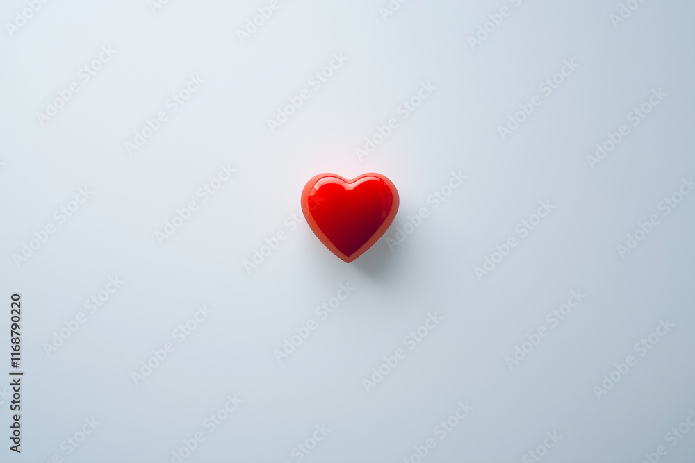 Fototapeta premium A sleek white background with a single red heart outline in the center