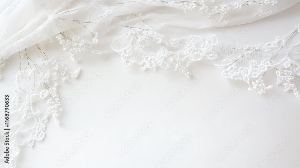 White Lace Fabric and Delicate Floral Design White Lace Fabric and Delicate Floral Design