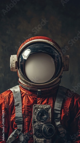 Futuristic astronaut in an orange space suit