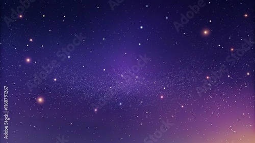 Create a minimalist background with a subtle noise effect resembling a starry sky. Use a dark gradient from deep purple to midnight blue, with tiny specks of white and faint accents of shimmering gold