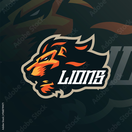 Lion mascot logo design vector with modern illustration concept style for badge, emblem and t shirt printing. Angry head lion illustration for sport team.