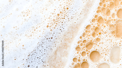 Fototapeta Naklejka Na Ścianę i Meble -  Luxury elegant brown and gold marble abstract texture background with natural veining patterns. Foam bubbles pattern for premium product design Fluid art Mocha Mousse color of the year 2025