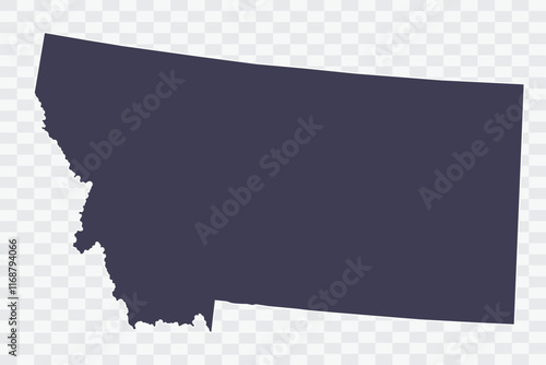 MONTANA Map Slate Color on White Background quality files Png