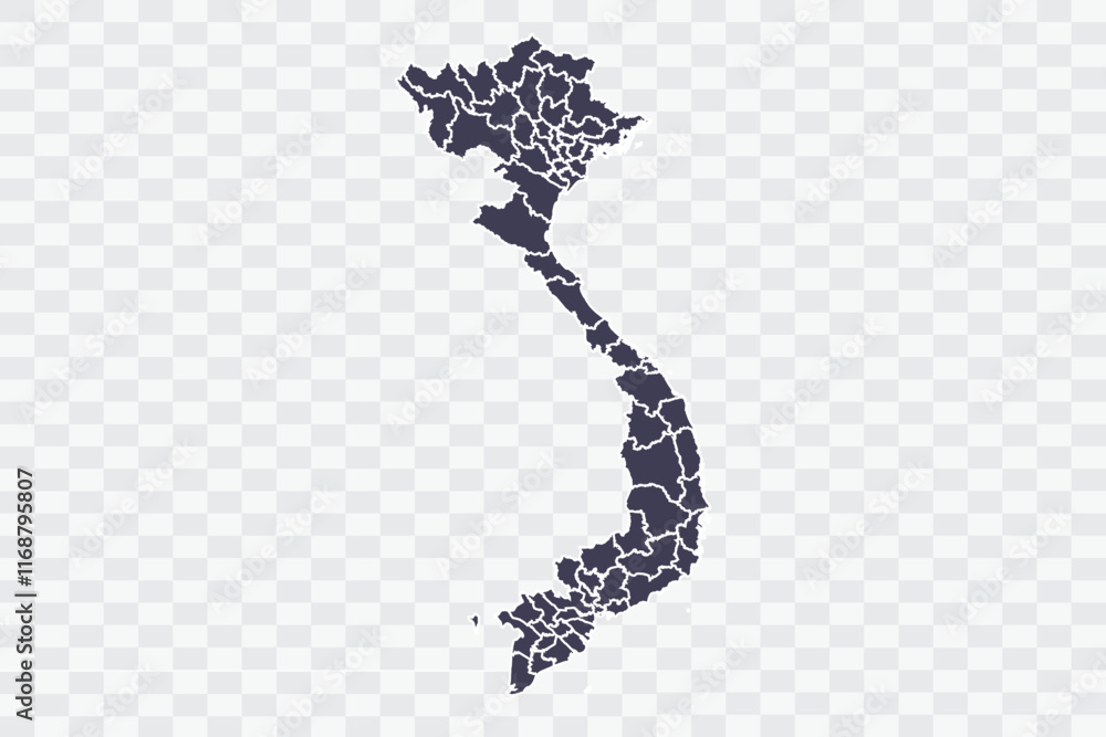 Vietnam Map Slate Color on White Background quality files Png