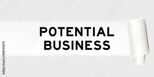 Ripped gray paper background that have word potential business under torn part
