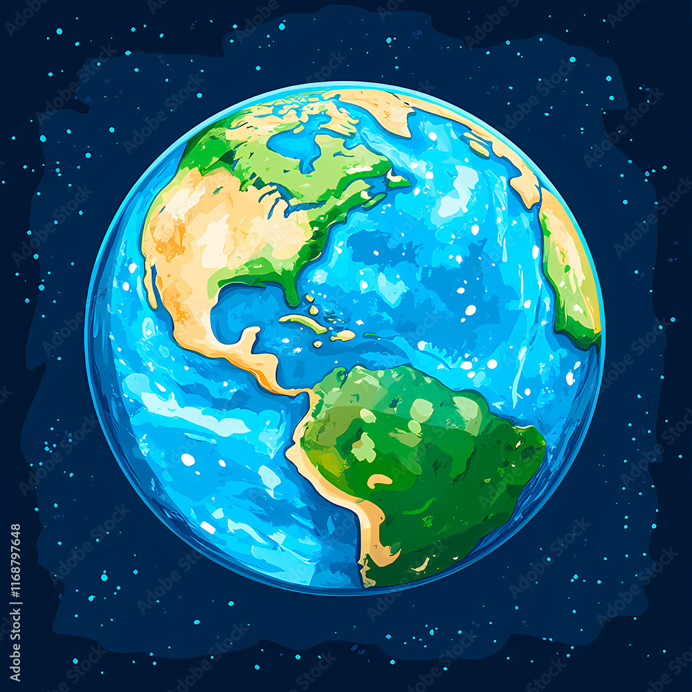 Fototapeta premium cartoon planet earth in space