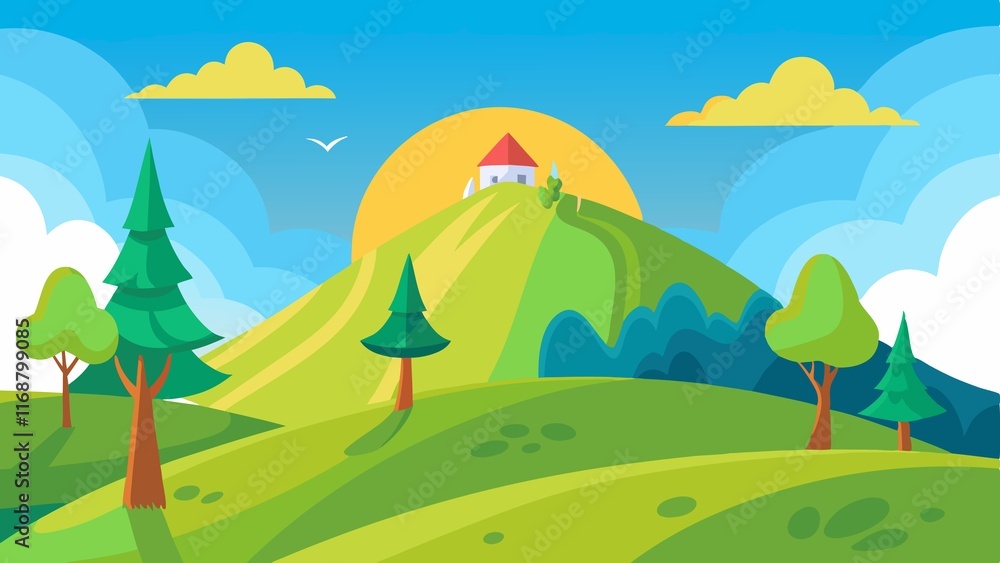 Fototapeta premium landscape with mountains and trees