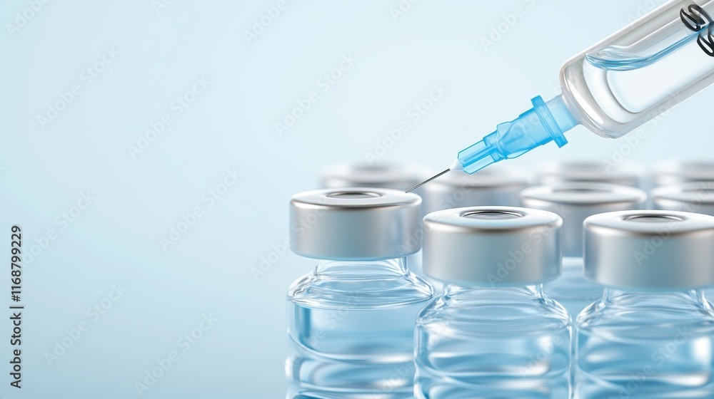 A bottle of medicine is being administered by a syringe A bottle of medicine is being administered by a syringe