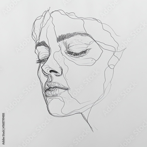 Line drawing emotions artistic exploration of minimalist abstract portraits in creative studio photo