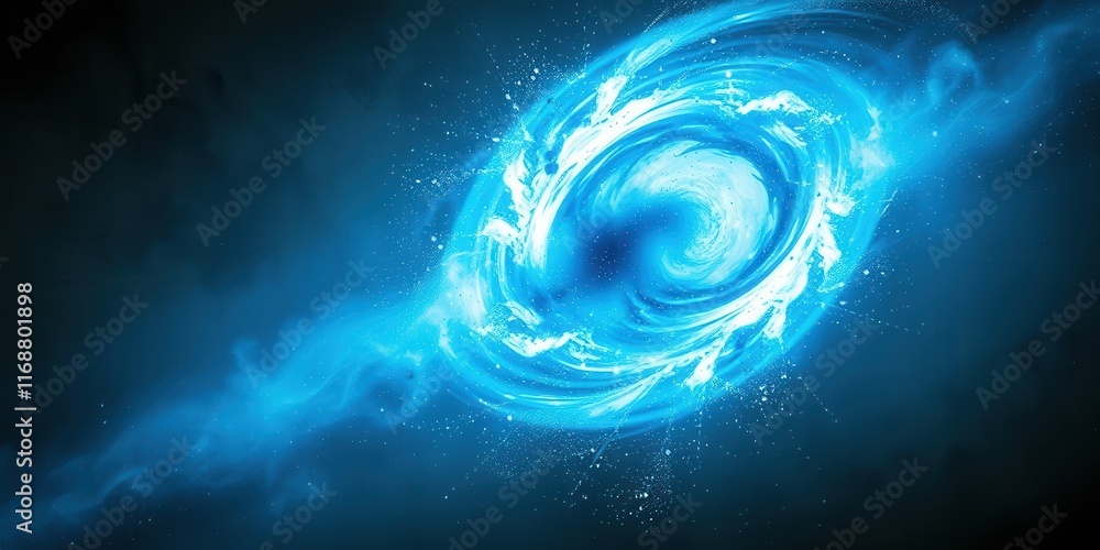 Abstract swirling blue energy vortex with bright splashes Abstract swirling blue energy vortex with bright splashes