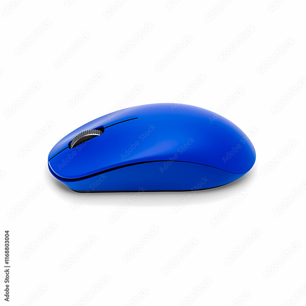 Ergonomic Blue Wireless Mouse on a Pristine White Surface Ergonomic Blue Wireless Mouse on a Pristine White Surface