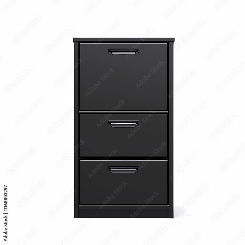 Sturdy Black File Cabinet on a Clear White Background: Office Organization Sturdy Black File Cabinet on a Clear White Background: Office Organization