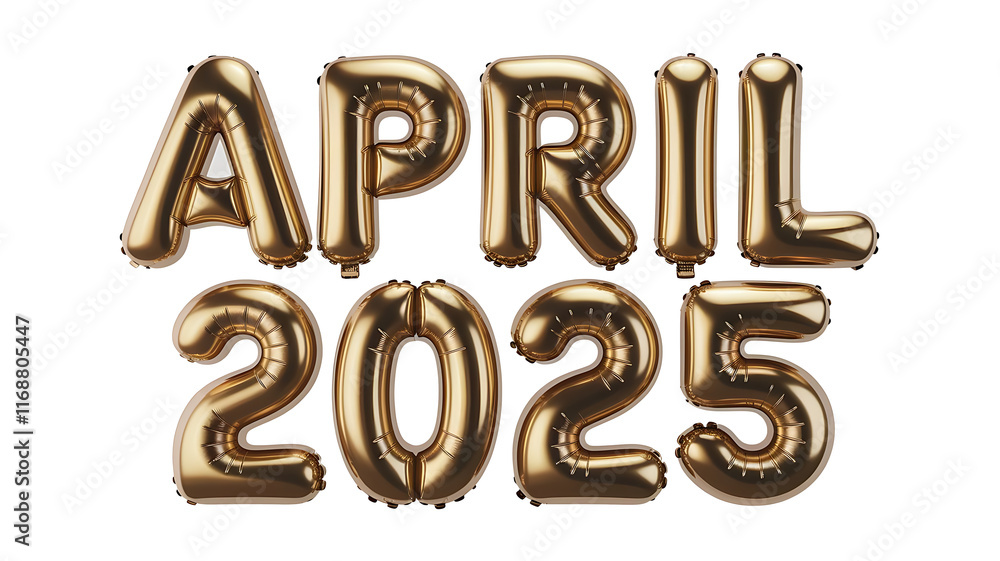 3D Golden Text April 2025 with Reflection Isolated on Transparent Background, Shining April 2025 in 3D 3D Golden Text April 2025 with Reflection Isolated on Transparent Background, Shining April 2025 in 3D