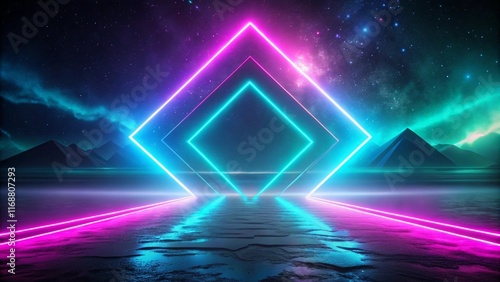 Create a minimalist background featuring neon-inspired colors. Combine black with bright accents like neon pink, cyan, and lime green. Use the noise effect sparingly to maintain a sleek and futuristic