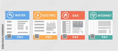 online payment utility bills group vector flat illustration management invoice receipt