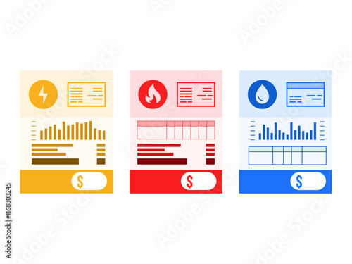 online payment utility bills group vector flat illustration management invoice receipt