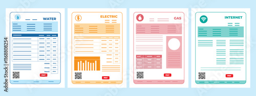 online payment utility bills group vector flat illustration management invoice receipt