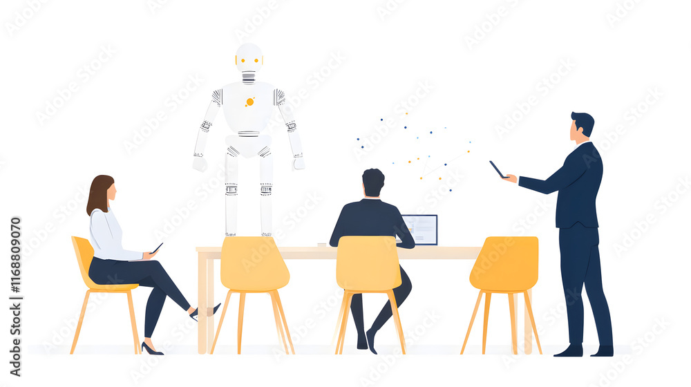 The role of robotics in enhancing business communication, with robots facilitating efficient interaction in corporate settings.
The role of robotics in enhancing business communication, with robots facilitating efficient interaction in corporate settings.