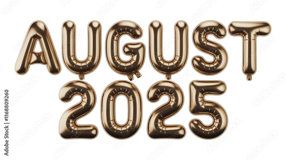 August 2025 Golden Balloon 3D Design Isolated on Transparent Background, Balloon 3D Golden Text August 2025 August 2025 Golden Balloon 3D Design Isolated on Transparent Background, Balloon 3D Golden Text August 2025