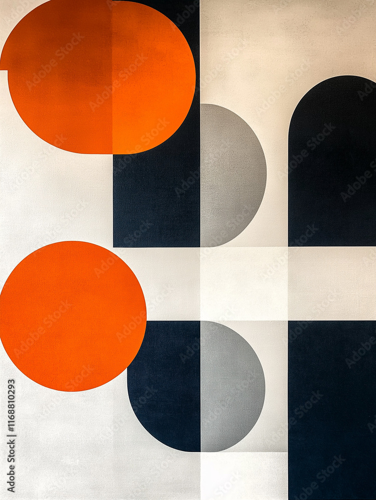 Geometrische abstrakte Komposition in Schwarz, Orange und Grau
Geometrische abstrakte Komposition in Schwarz, Orange und Grau