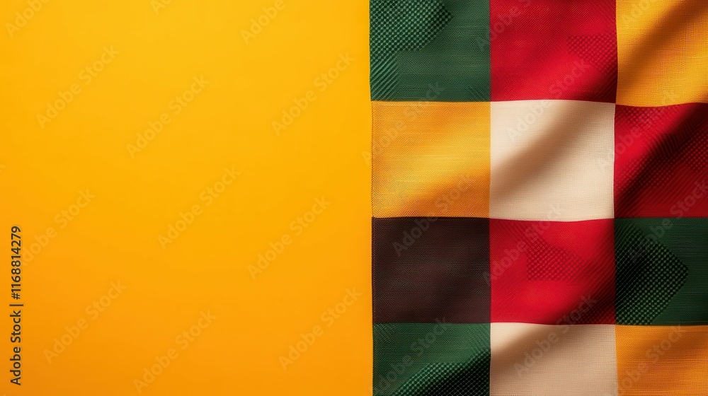 Fototapeta premium A colorful flag with a yellow background