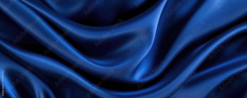 Fototapeta premium Velvet abstract background concept. Elegant blue satin fabric drapes beautifully, showcasing smooth texture and rich color.