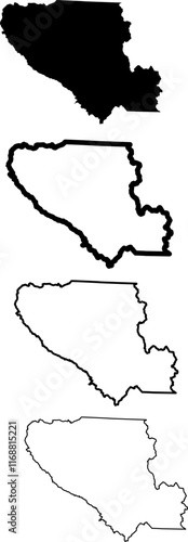 Santa Clara County Border Outline Contour (California, United States)