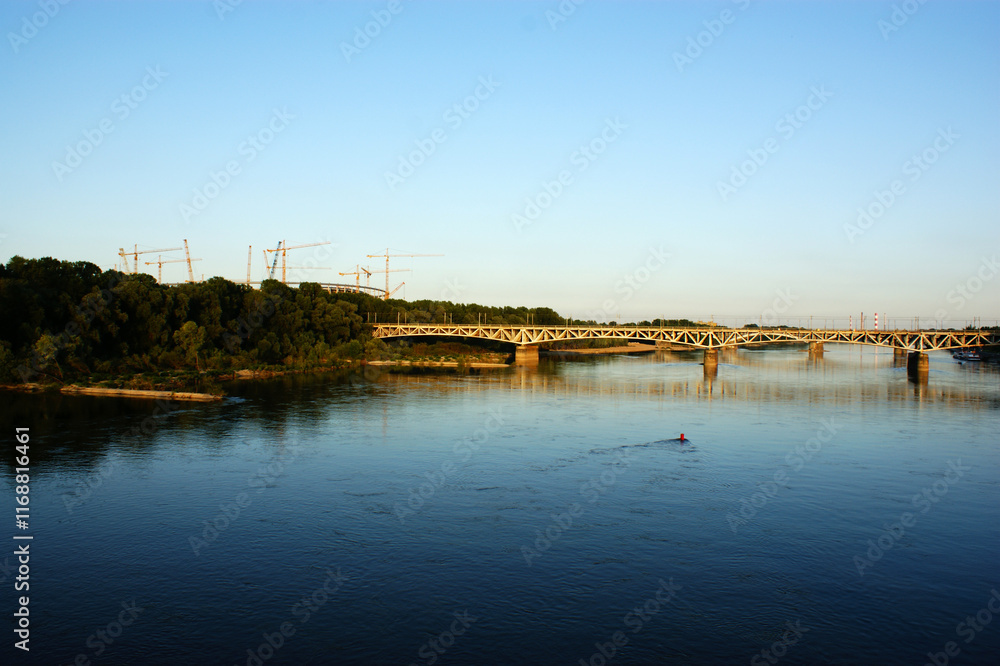 Fototapeta premium river Vistula in Poland sunset over the river in the city