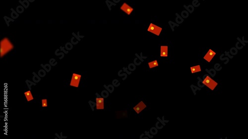 Chinese New Year Red Packet Drop on black background