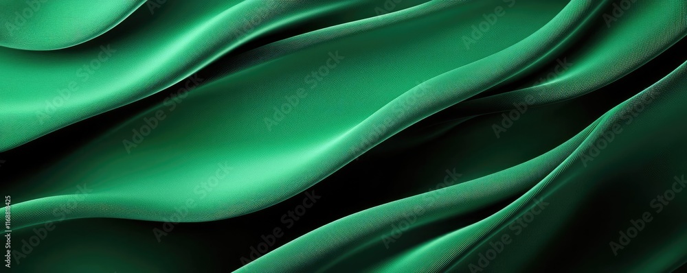 Obraz premium Velvet abstract background concept. Elegant green fabric texture with smooth waves for creative backgrounds and designs.