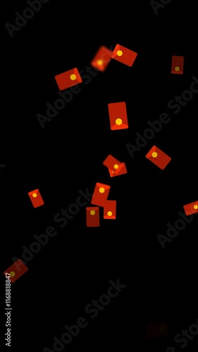 Chinese New Year Red Packet Drop on black background